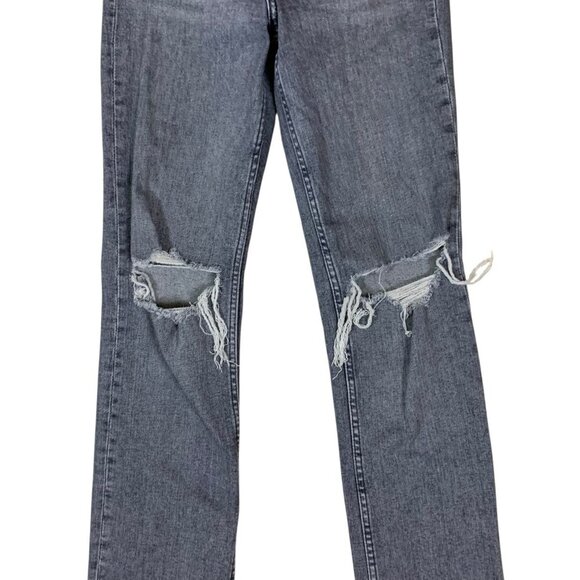 Zara High Rise Ripped Gray Skinny Jeans Distressed Stretch Denim 4 - Picture 3 of 7